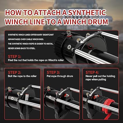 3/8" x 92ft Synthetic Winch Rope, 26500lbs Winch Rope Cable Kit