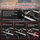 3/8" x 92ft Synthetic Winch Rope, 26500lbs Winch Rope Cable Kit