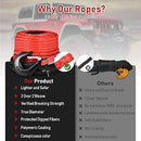 3/8" x 92ft Synthetic Winch Rope, 26500lbs Winch Rope Cable Kit