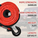 3/8" x 92ft Synthetic Winch Rope, 26500lbs Winch Rope Cable Kit